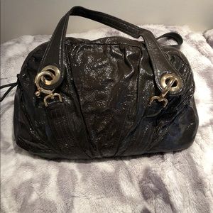 Goldenblue Grey Patent Leather satchel handbag